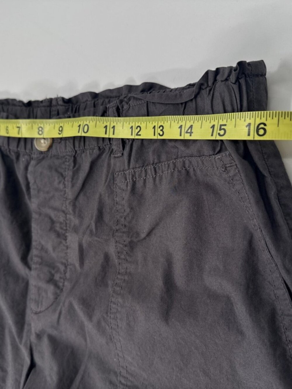 Lou & Grey Cotton Elastic Waist Paperbag Pants Womens M 32x28 Lightweight Button - Picture 5 of 9
